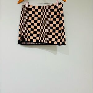 Urban Outfitters Black and Tan Asymmetrical Mini Skirt